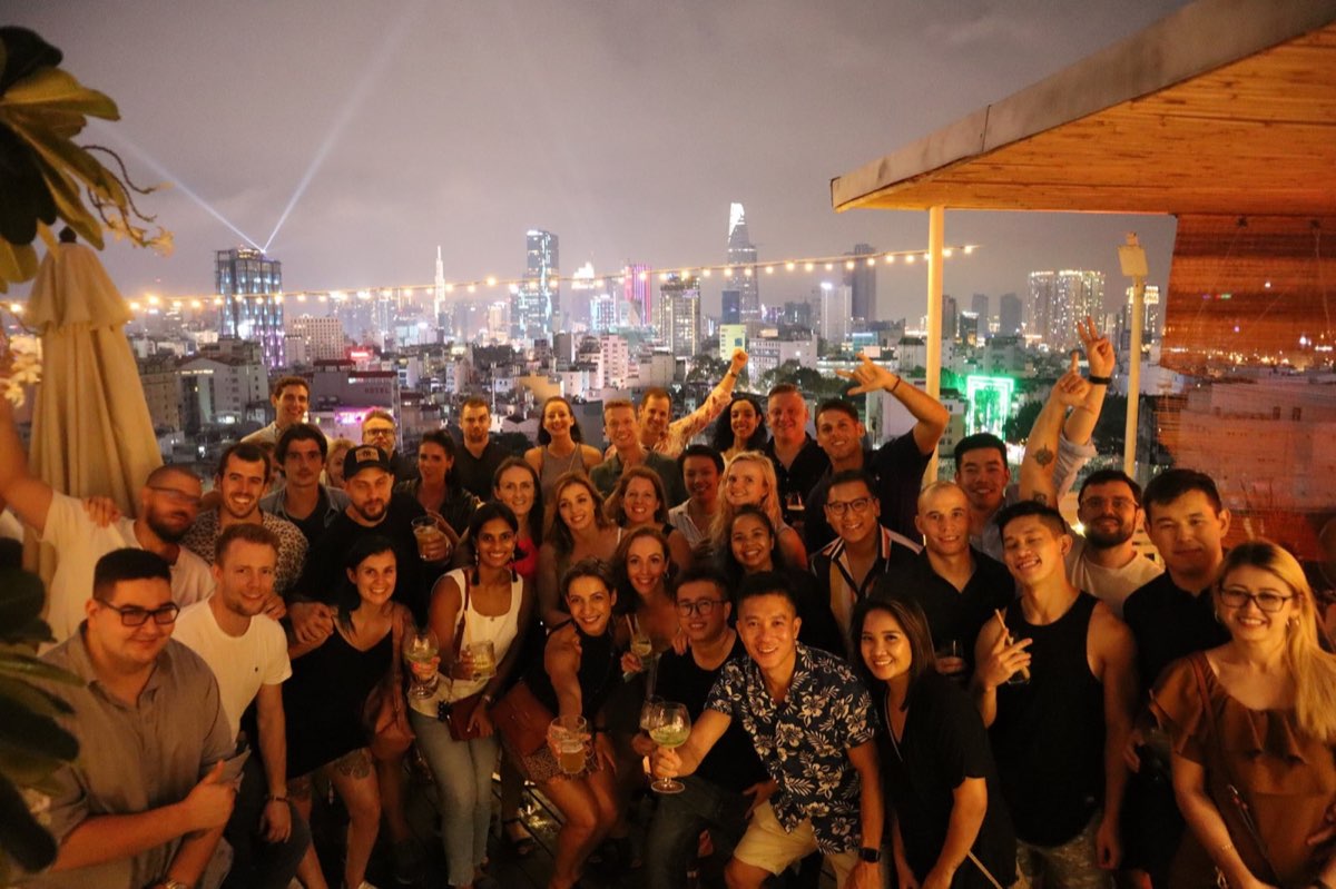 Evening at Banana Mama rooftop bar